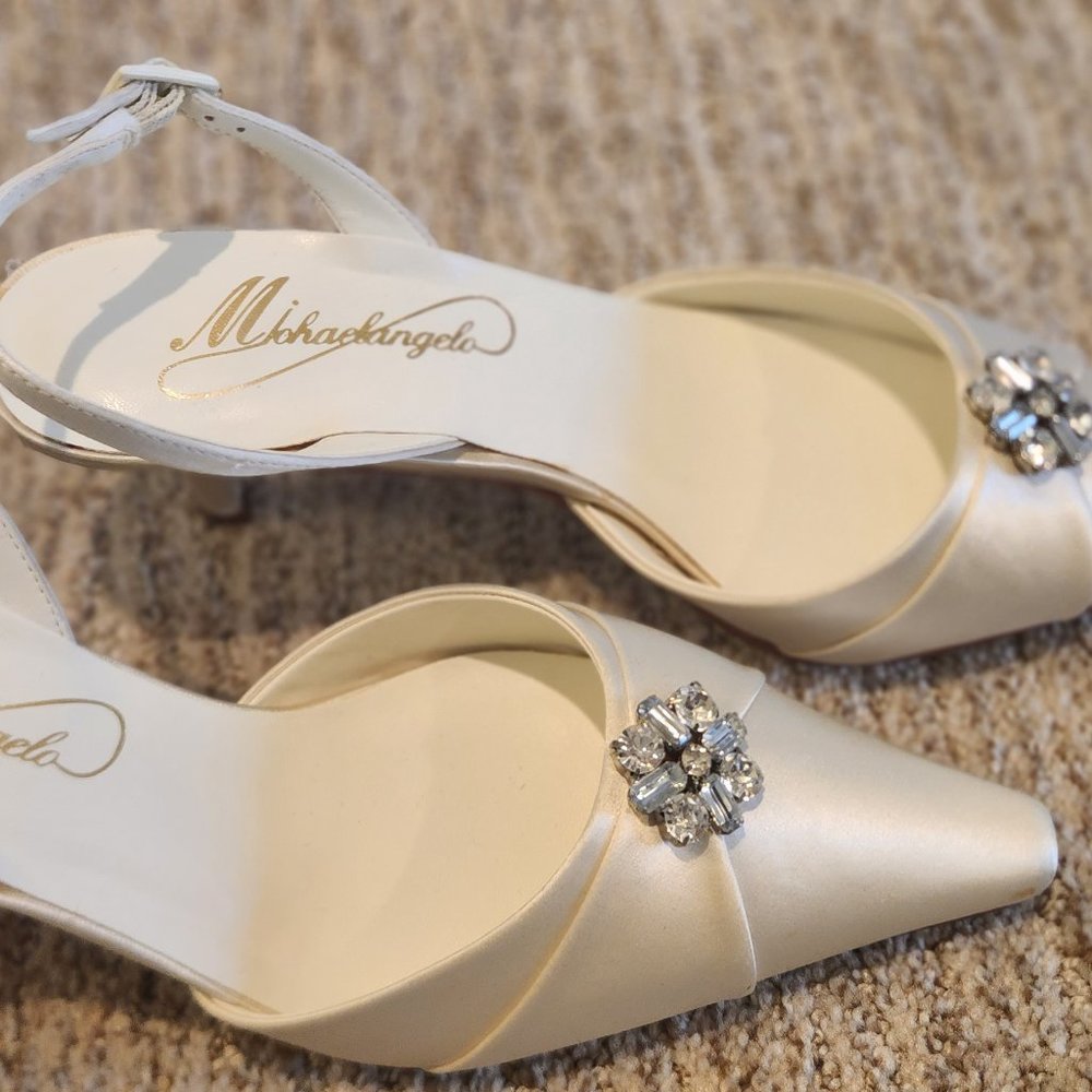Michaelangelo - Womens Ivory Bridal Satin Shoe - New - Picture 2 of 12
